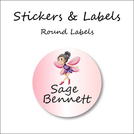 Flying Fairy-Pack of 50 Round Waterproof Labels