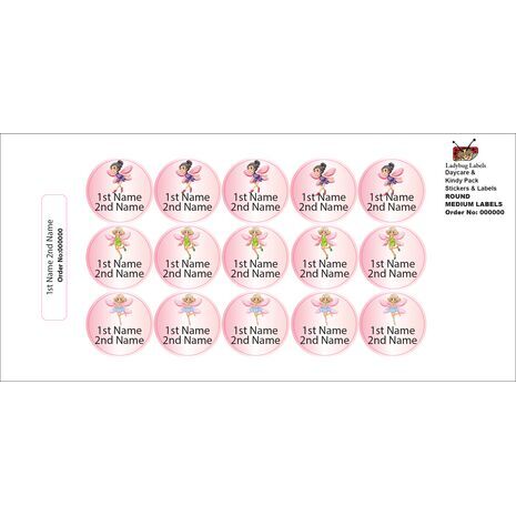 Flying Fairy-Pack of 50 Round Waterproof Labels