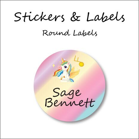 Rainbow-Pack of 50 Round Waterproof Labels