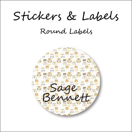 Stripe Tiger-Pack of 50 Round Waterproof Labels