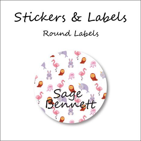 Water Animals-Duty Truck-Pack of 50 Round Waterproof Labels