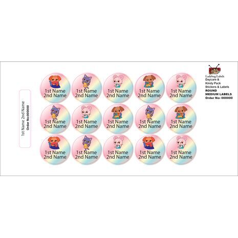 Sleepy Dog-Pack of 50 Round Waterproof Labels