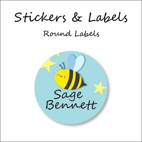 Busy Bee-Pack of 50 Round Waterproof Labels