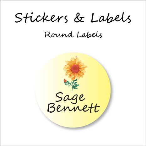 Vintage Flower-Pack of 50 Round Waterproof Labels