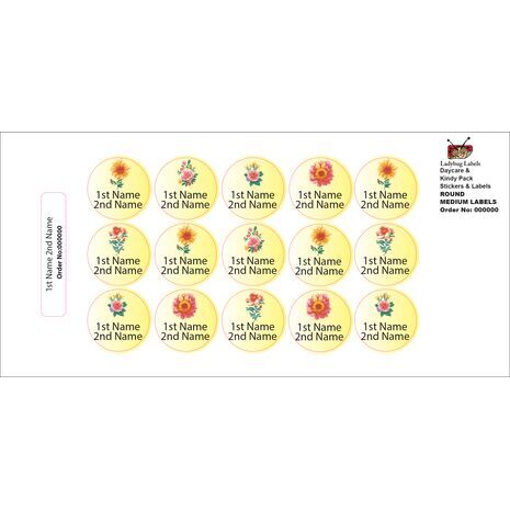Vintage Flower-Pack of 50 Round Waterproof Labels