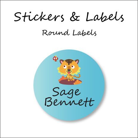 Cheetah-Pack of 50 Round Waterproof Labels