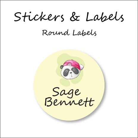 Sleepy Panda-Pack of 50 Round Waterproof Labels