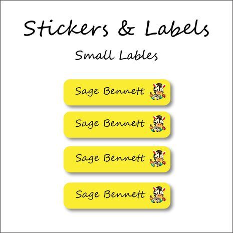 Happy Zebra-Pack of 30 Small Waterproof Labels