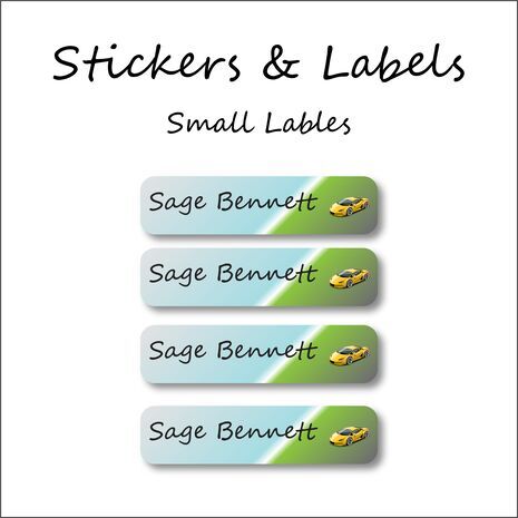 Racing Cars-Pack of 30 Small Waterproof Labels