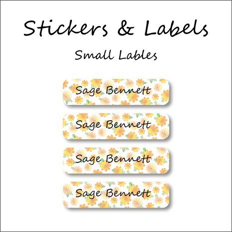 Autumn Flowers-Pack of 30 Small Waterproof Labels