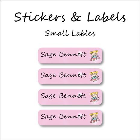Shopping Girl-Pack of 30 Small Waterproof Labels