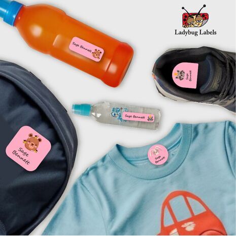 Bee and Bear-Pack of 30 Small Waterproof Labels