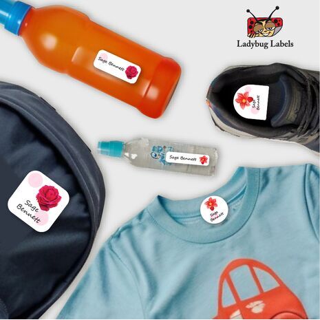 Red Rose-Pack of 30 Small Waterproof Labels