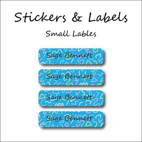 Blue Confetti-Pack of 30 Small Waterproof Label
