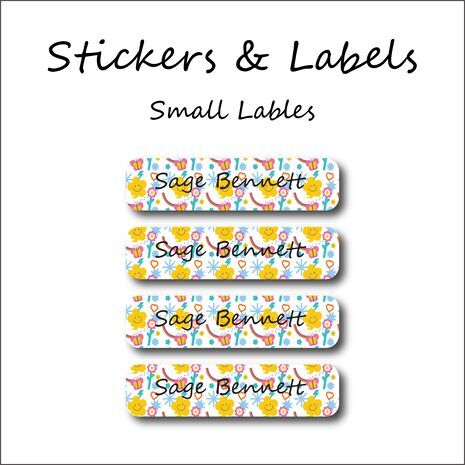 Star and Butterfly-Pack of 30 Small Waterproof Labels