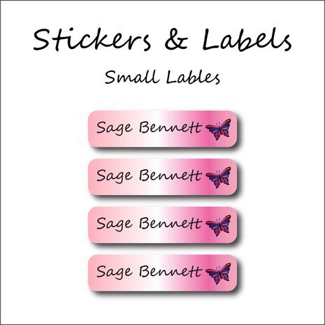 Blue Butterfly-Pack of 30 Small Waterproof Labels