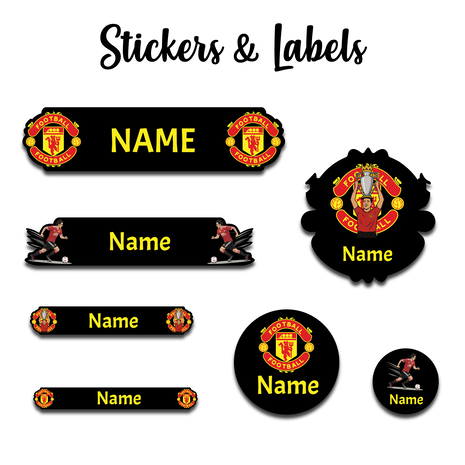 Ajooba -Football- Black -Personalized Labels -Value pack of 108 labels