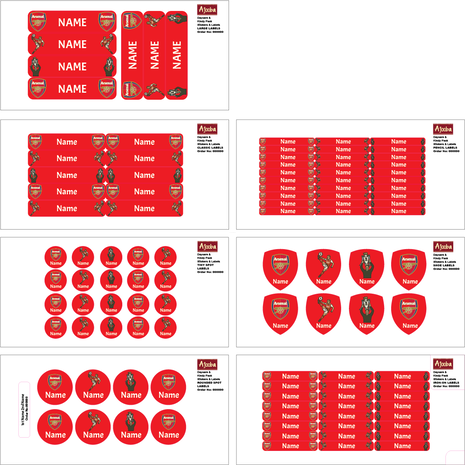 Ajooba - Football- Red & White Personalized Labels -Value pack of 108 labels