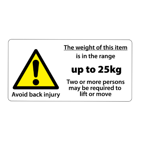 ​Weight Limit 15 to 25kg Labels 100x50mm