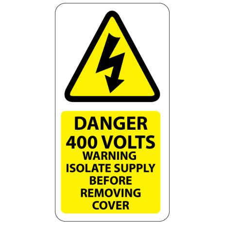 ​Danger 400 Volts Isolate Supply Labels 33x63mm