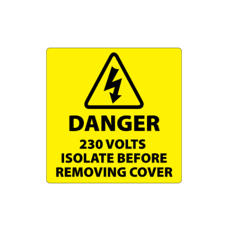 ​Danger 230 Volts Isolate Supply Labels 100x100mm