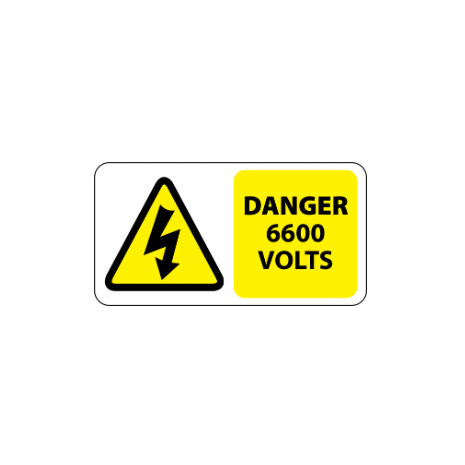 ​Danger 6600 Volts Labels 50x25mm