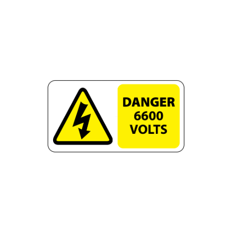 ​Danger 6600 Volts Labels 100x50mm