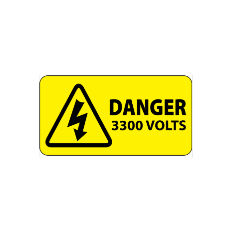 Danger 3300 Volts Labels 50x25mm