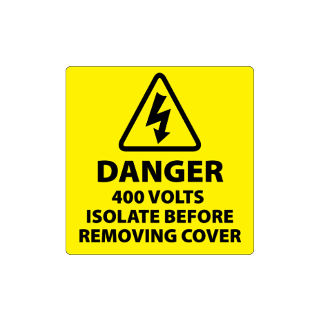 ​Danger 400 Volts Isolate Supply Labels 100x100mm