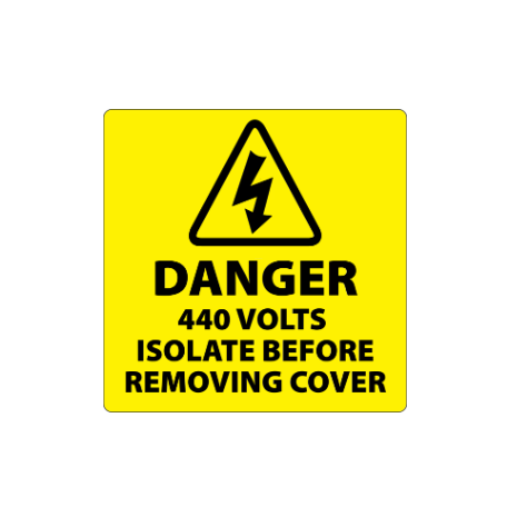 ​Danger 440 Volts Isolate Supply Labels 50x50mm