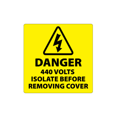 ​Danger 440 Volts Isolate Supply Labels 100x100mm