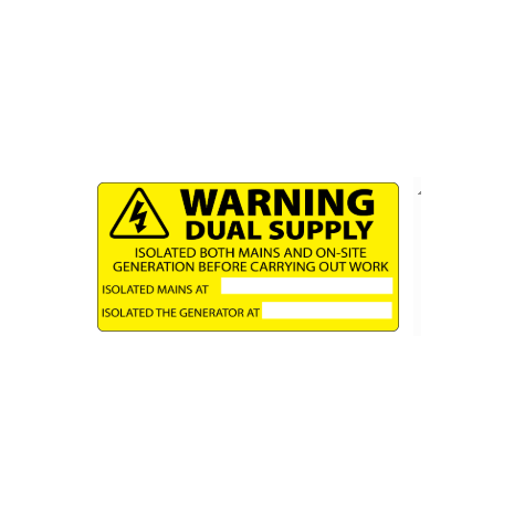 ​Warning Dual Supply Labels 100x50mm