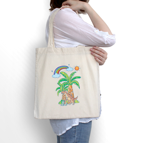 Ajooba Canvas Bag-Dinosur Painting