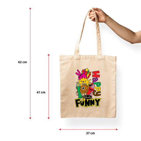 Ajooba Canvas Bag-Happy Funny