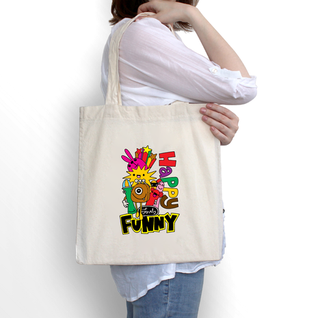 Ajooba Canvas Bag-Happy Funny