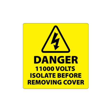 ​Danger 11000 Volts Isolate Supply Labels 100x100mm