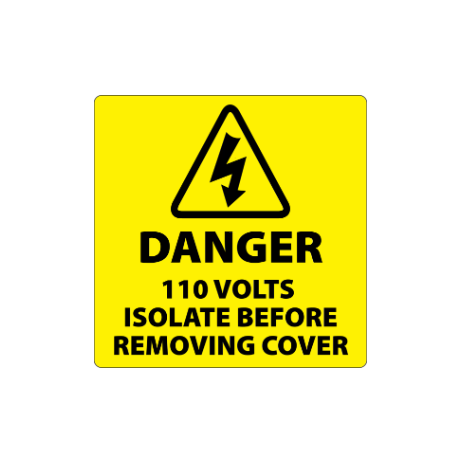 Danger 110 Volts Isolate Labels 50x50mm
