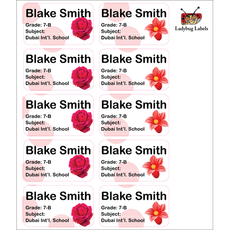 Red Rose-Pack of 40 Book Labels