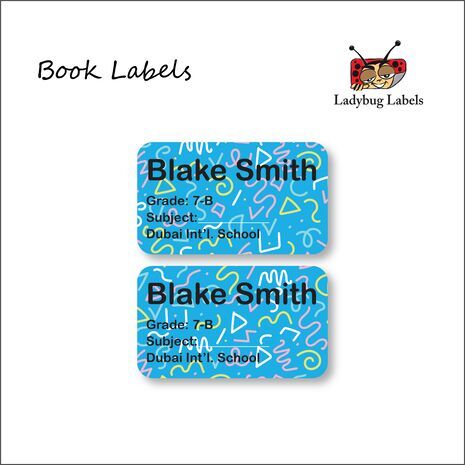 Blue Confetti-Pack of 40 Book Labels