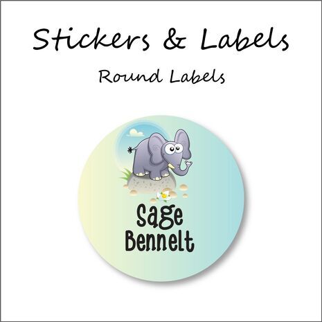 Bubble Hippo-Pack of 50 Round Waterproof Labels