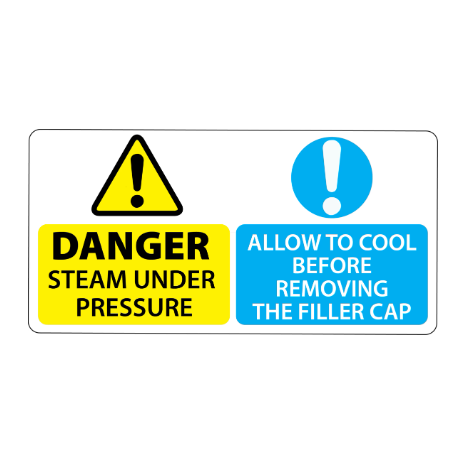 Danger Steam Under Pressure Labels 100x50mm