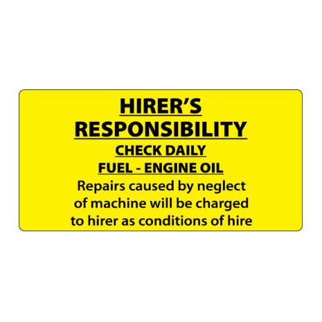 Hirer’s Responsibility Labels