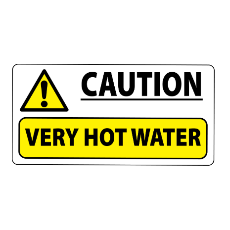 Caution Very Hot Water Labels (50x25mm)