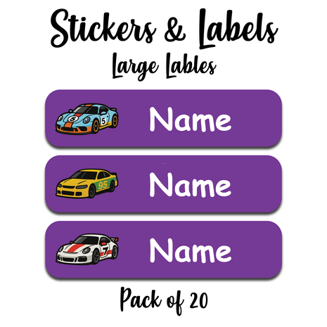 Ajooba - Cars Purple Personalized Labels -Value pack of 108 labels
