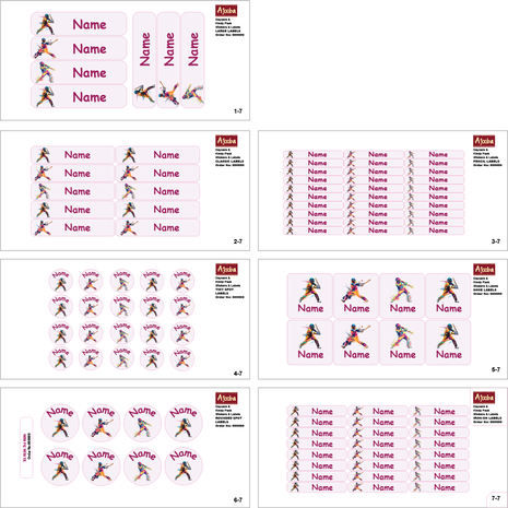Ajooba - Cricket010 Light Purple Personalized Labels -Value pack of 108 labels
