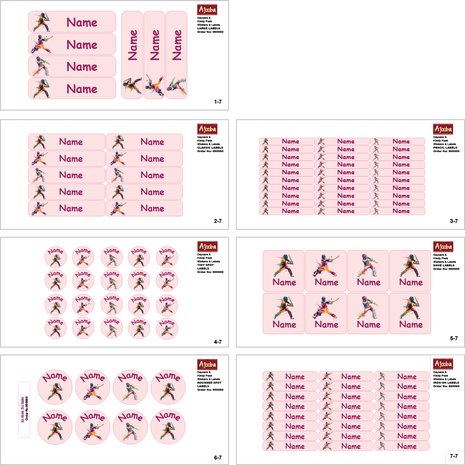 Ajooba - Cricket010 Light Red Personalized Labels -Value pack of 108 labels