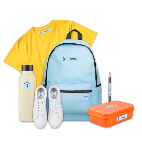 Ajooba - Cricket Light Blue01 Personalized Labels -Value pack of 108 labels