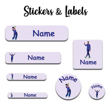 Ajooba - Cricket Purple Personalized Labels -Value pack of 108 labels