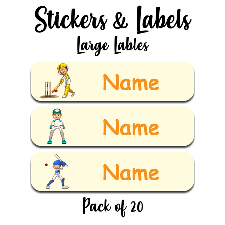 Ajooba - Cricket Light Yellow Personalized Labels -Value pack of 108 labels