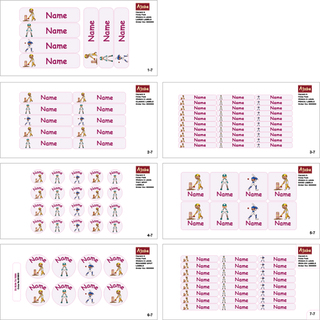 Ajooba - Cricket Light Purple01 Personalized Labels -Value pack of 108 labels